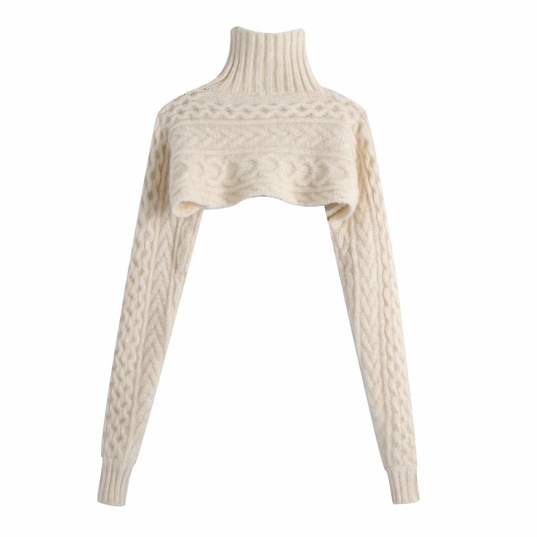 Μοντέρνο κοντό πουλόβερ με κολάρο 