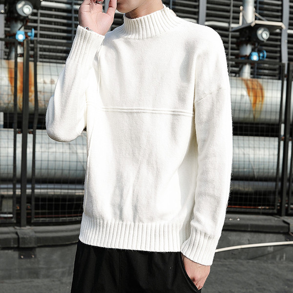 Μοντέρνο ανδρικό πουλόβερ με μακριά μανίκια και ψηλό γιακά