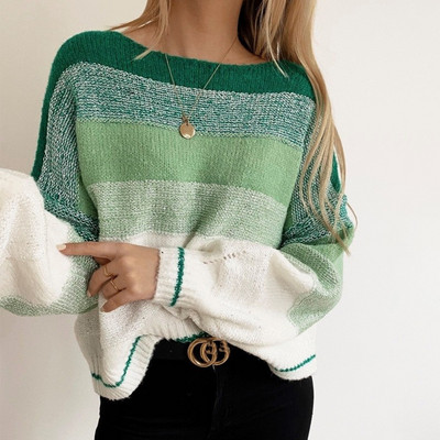 Γυναικείο casual πουλόβερ με μακριά μανίκια και ντεκολτέ
