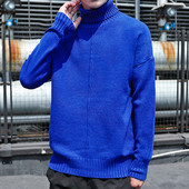 Μοντέρνο ανδρικό πουλόβερ με γιακά και μακριά μανίκια