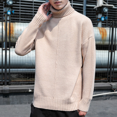 Μοντέρνο ανδρικό πουλόβερ με γιακά και μακριά μανίκια