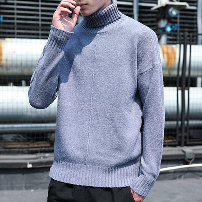 Μοντέρνο ανδρικό πουλόβερ με γιακά και μακριά μανίκια