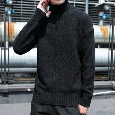 Μοντέρνο ανδρικό πουλόβερ με γιακά και μακριά μανίκια