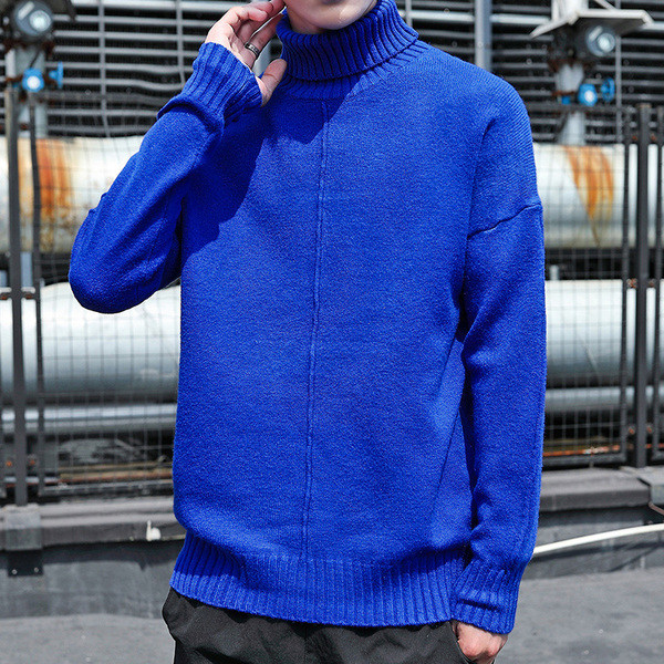 Μοντέρνο ανδρικό πουλόβερ με γιακά και μακριά μανίκια