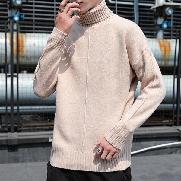 Μοντέρνο ανδρικό πουλόβερ με γιακά και μακριά μανίκια