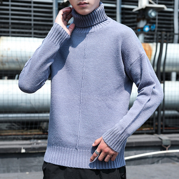 Μοντέρνο ανδρικό πουλόβερ με γιακά και μακριά μανίκια