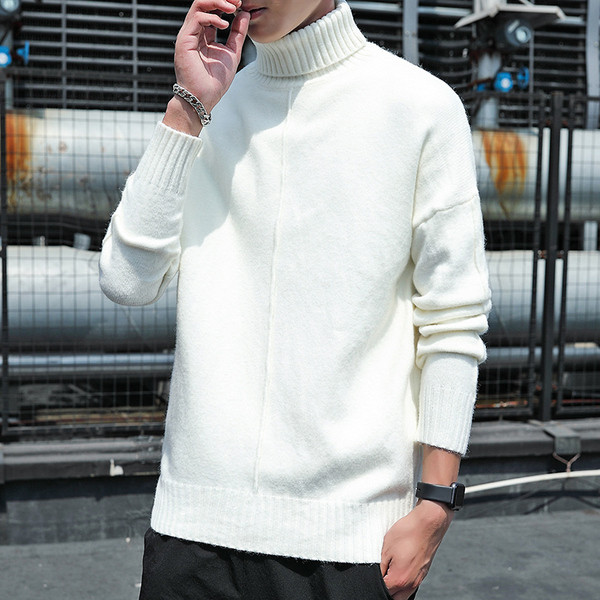Μοντέρνο ανδρικό πουλόβερ με γιακά και μακριά μανίκια