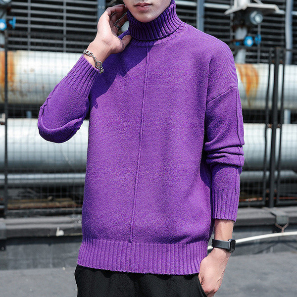 Μοντέρνο ανδρικό πουλόβερ με γιακά και μακριά μανίκια