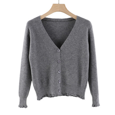 Γυναικεία ζακέτα με λαιμόκοψη και κουμπιά