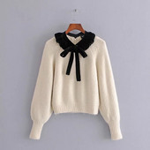 Moodne sametkrae ja paelaga kampsun