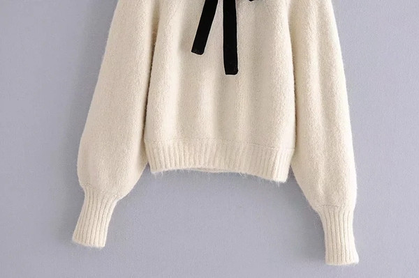 Moodne sametkrae ja paelaga kampsun