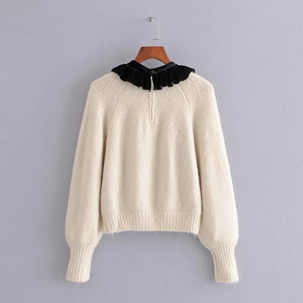 Moodne sametkrae ja paelaga kampsun