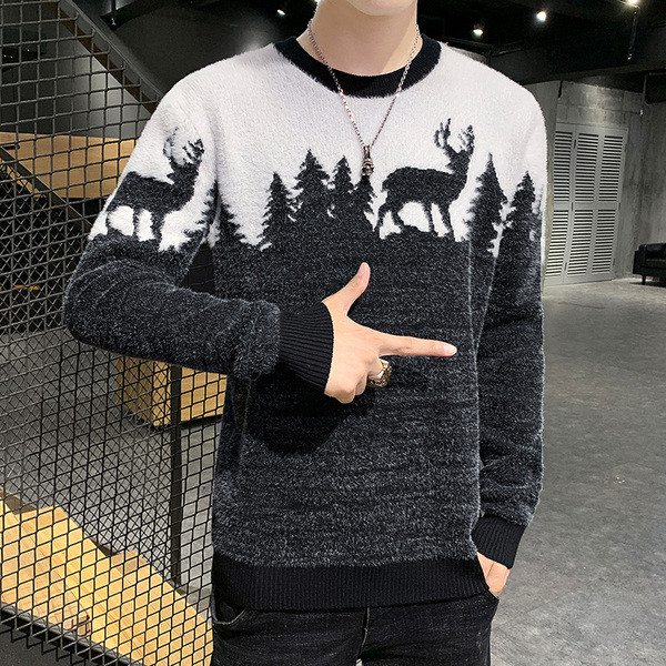 Muški pulover sa ovalnim izrezom i dugim rukavima - dva modela