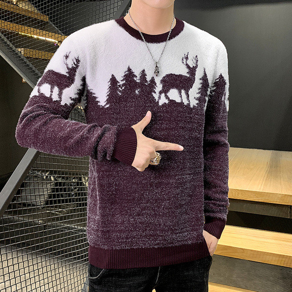 Muški pulover sa ovalnim izrezom i dugim rukavima - dva modela