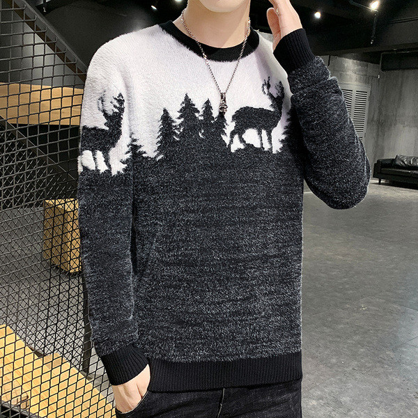 Muški pulover sa ovalnim izrezom i dugim rukavima - dva modela