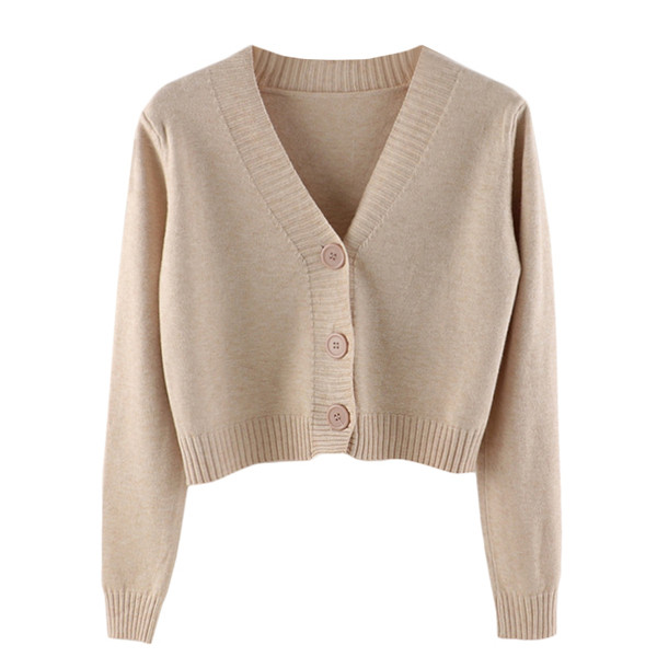 Moodne naiste lühike kardigan spits-kaelusega ja pikkade varrukatega