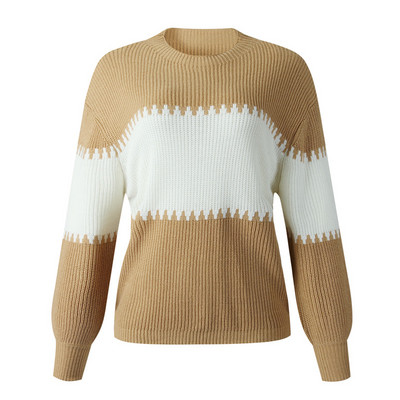 Γυναικείο casual πουλόβερ με οβάλ λαιμόκοψη και μακριά μανίκια