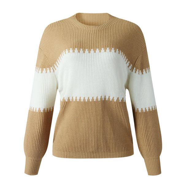 Γυναικείο casual πουλόβερ με οβάλ λαιμόκοψη και μακριά μανίκια