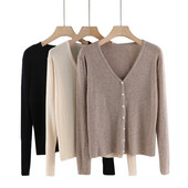 Uus mudel naiste nööpidega kardigan - spits-kaelus