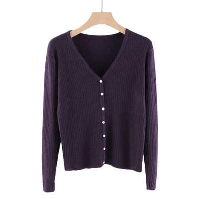 Uus mudel naiste nööpidega kardigan - spits-kaelus