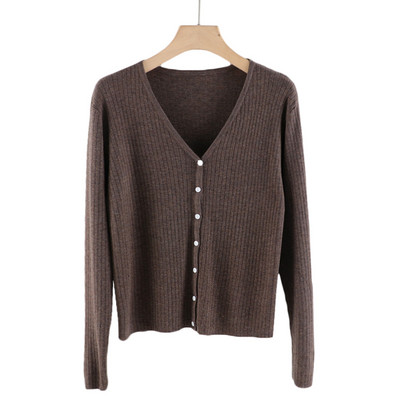 Uus mudel naiste nööpidega kardigan - spits-kaelus