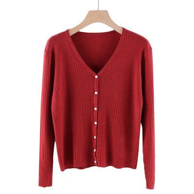 Uus mudel naiste nööpidega kardigan - spits-kaelus