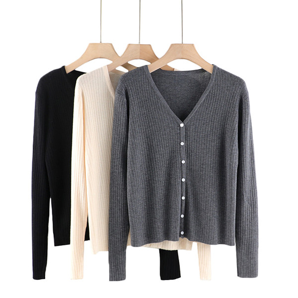 Uus mudel naiste nööpidega kardigan - spits-kaelus