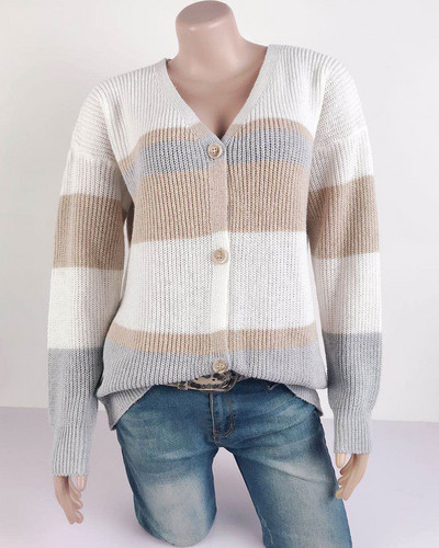 Γυναικεία καθημερινή ζακέτα με κουμπιά και  ντεκολτέ