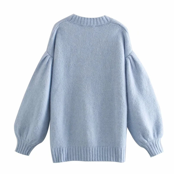 Sinist värvi tavaline naiste kardigan