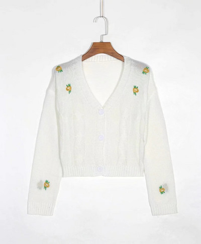 Cardigan dama scurt model cu broderie