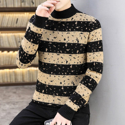 Moodne meeste triibuline polokraega kampsun