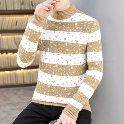 Moodne meeste triibuline polokraega kampsun