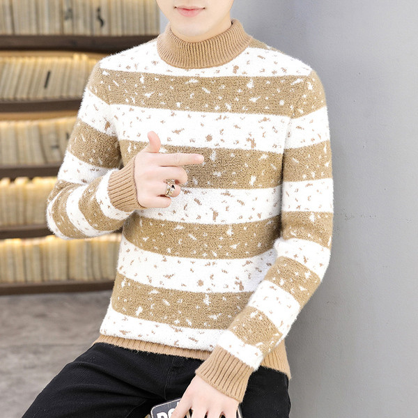 Moodne meeste triibuline polokraega kampsun