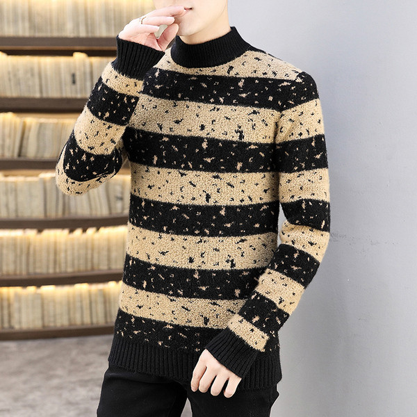 Moodne meeste triibuline polokraega kampsun