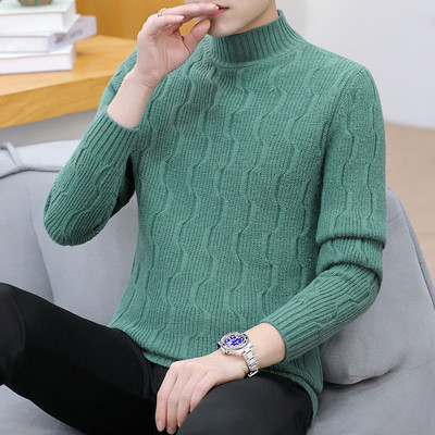 Ανδρικό πουλόβερ μοντέρνο με ψηλό γιακά και μακριά μανίκια