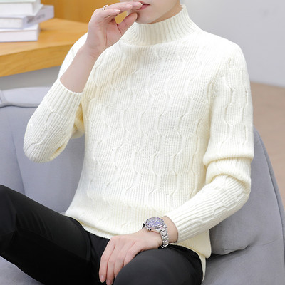 Ανδρικό πουλόβερ μοντέρνο με ψηλό γιακά και μακριά μανίκια