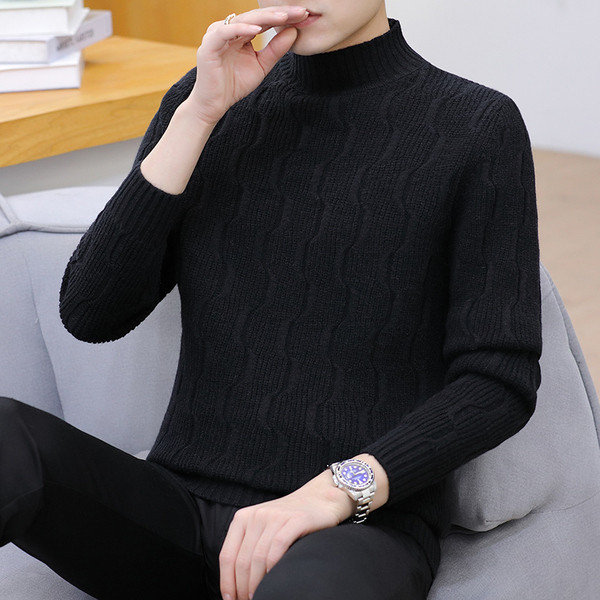 Ανδρικό πουλόβερ μοντέρνο με ψηλό γιακά και μακριά μανίκια