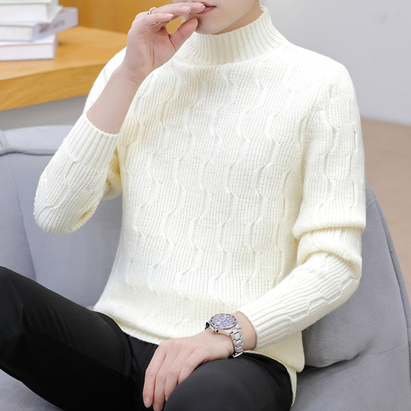 Ανδρικό πουλόβερ μοντέρνο με ψηλό γιακά και μακριά μανίκια