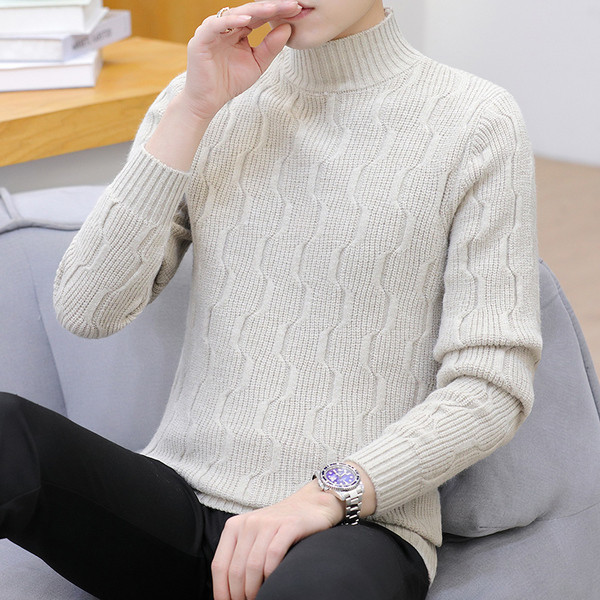 Ανδρικό πουλόβερ μοντέρνο με ψηλό γιακά και μακριά μανίκια