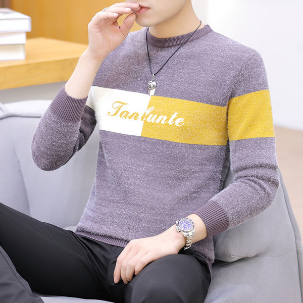 Meeste vabaaja kampsun kirja ja ümara kaelusega