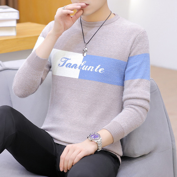 Meeste vabaaja kampsun kirja ja ümara kaelusega