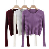 Γυναικείο πουλόβερ με στρογγυλή λαιμόκοψη Λεπτό μοντέλο