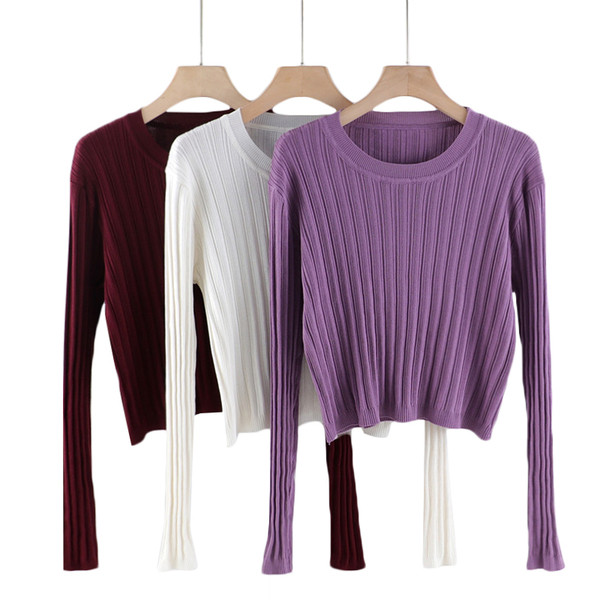 Γυναικείο πουλόβερ με στρογγυλή λαιμόκοψη Λεπτό μοντέλο