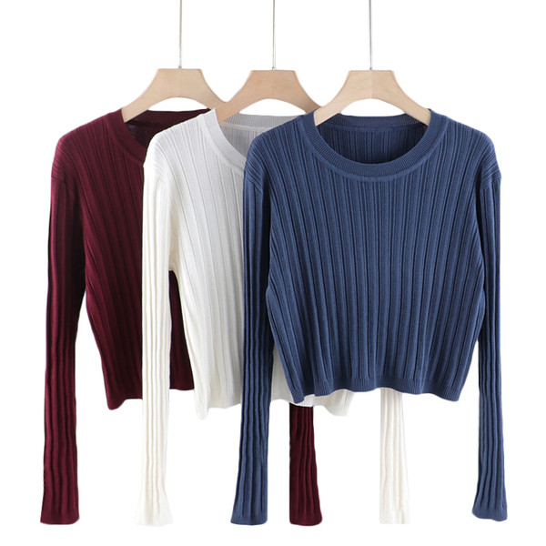 Γυναικείο πουλόβερ με στρογγυλή λαιμόκοψη Λεπτό μοντέλο