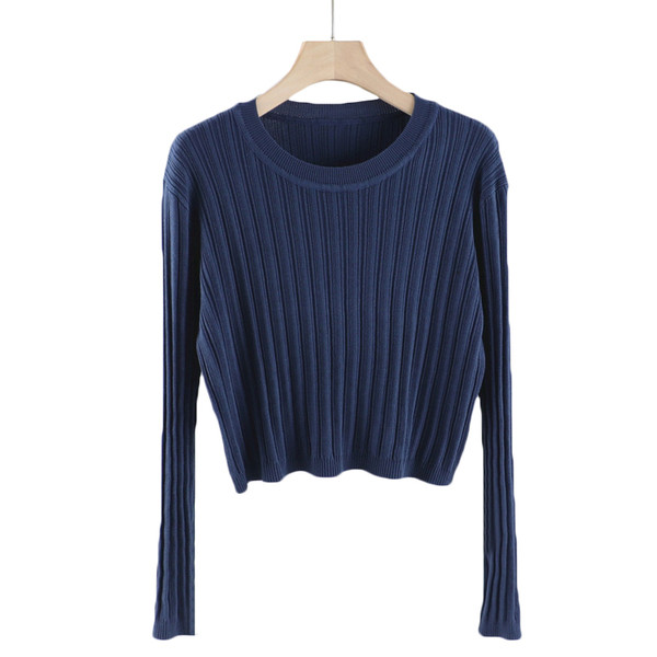 Γυναικείο πουλόβερ με στρογγυλή λαιμόκοψη Λεπτό μοντέλο