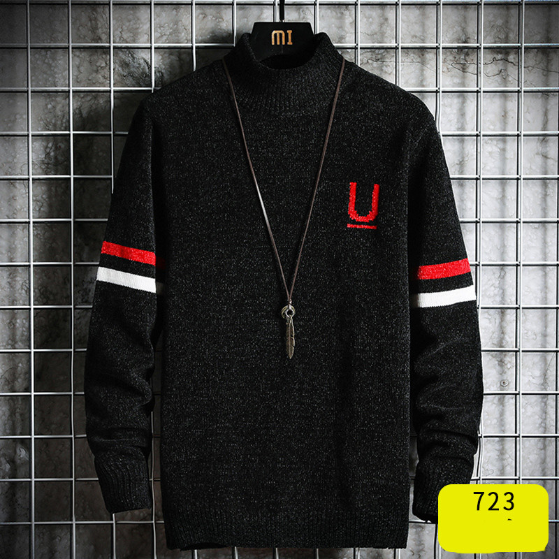 Ανδρικό πουλόβερ φθινόπωρο-χειμεινό με οβάλ ντεκολτέ