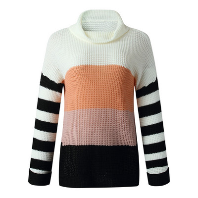 Γυναικείο πουλόβερ με ψηλό γιακά και φαρδιά μανίκια