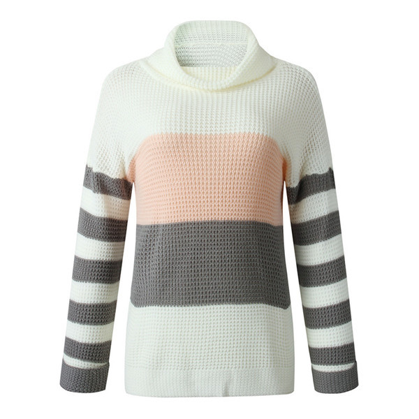 Γυναικείο πουλόβερ με ψηλό γιακά και φαρδιά μανίκια