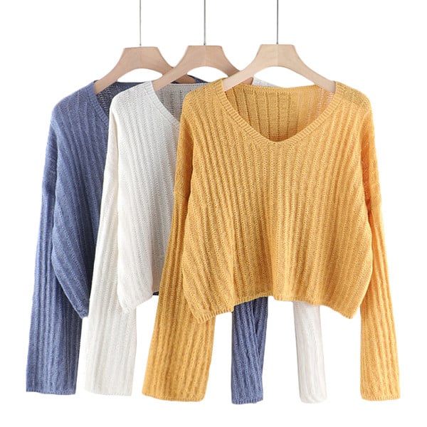 Casual γυναικείο πουλόβερ με φαρδιά λαιμόκοψη