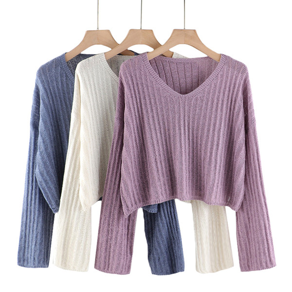 Casual γυναικείο πουλόβερ με φαρδιά λαιμόκοψη